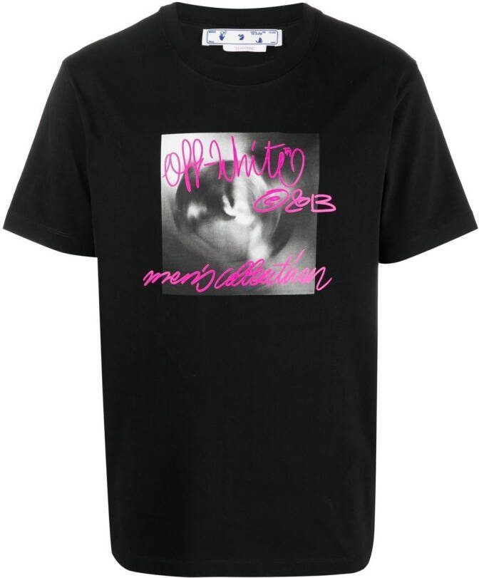Off-White T-shirt met grafische print Zwart