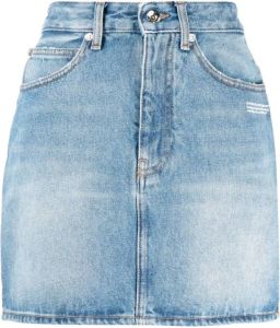 Off-White high-waisted mini denim skirt Blauw