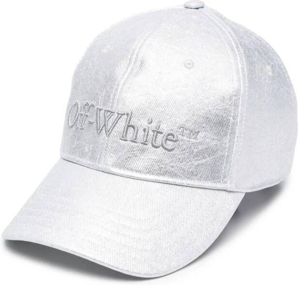 Off-White Honkbalpet met geborduurd logo Zilver