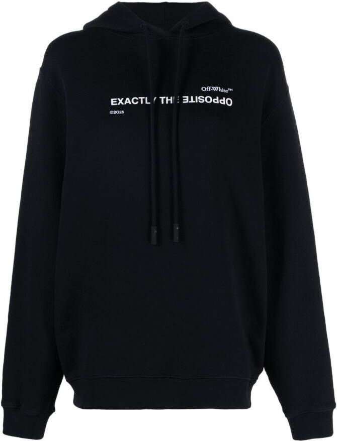 Off-White Hoodie met tekst Zwart