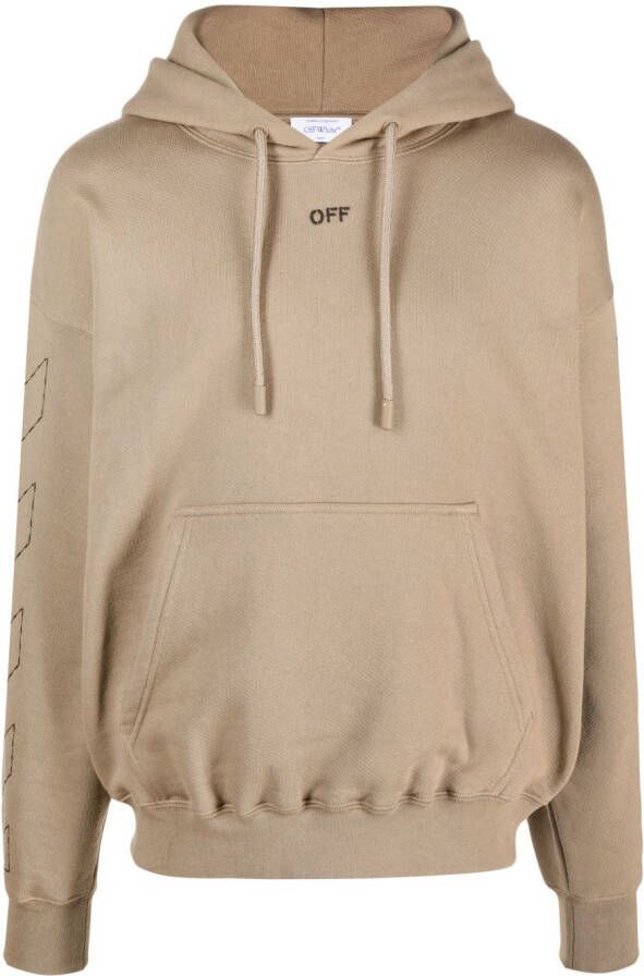 Off-White Off Stitch katoenen hoodie Beige