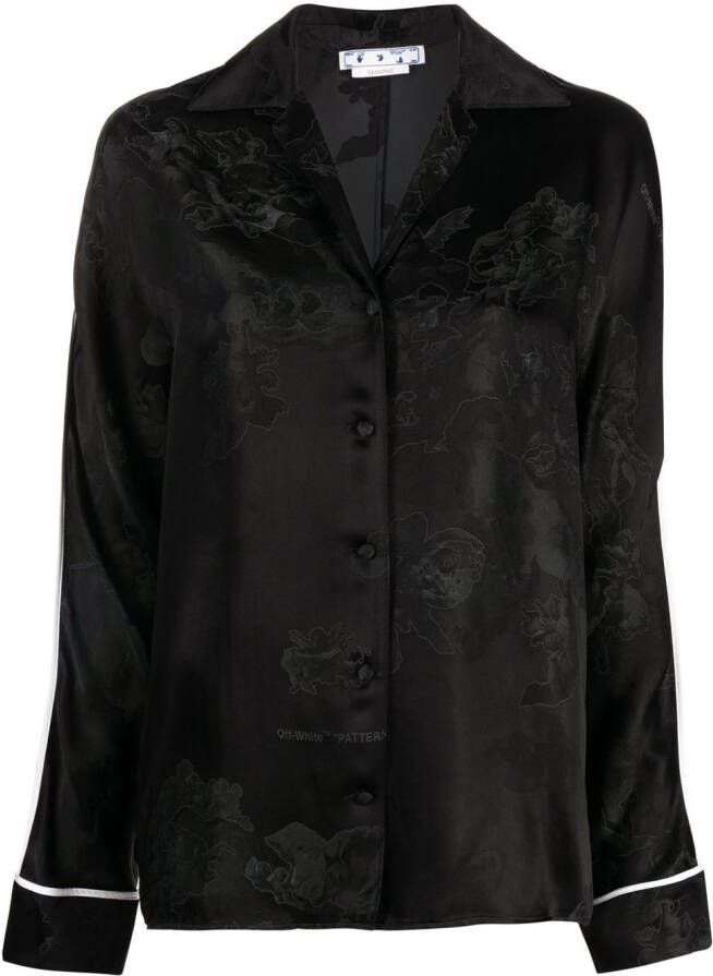 Off-White Shirt met jacquard Zwart