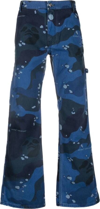 Off-White Jeans met camouflageprint Blauw