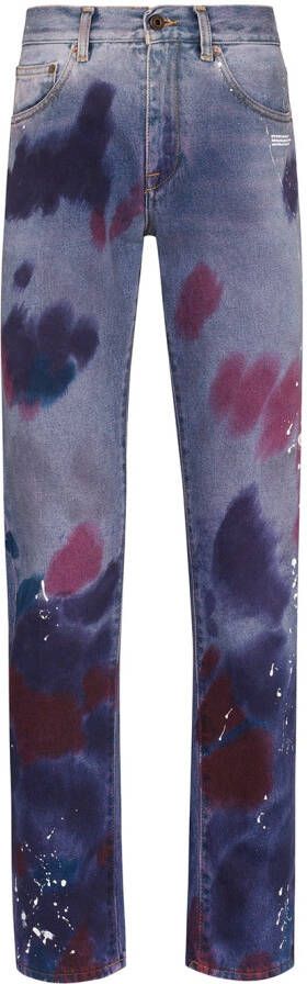 Off-White Jeans met verfspetters Blauw