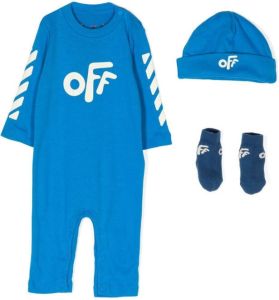 Off-White Kids graphic-print cotton pajama set Blauw