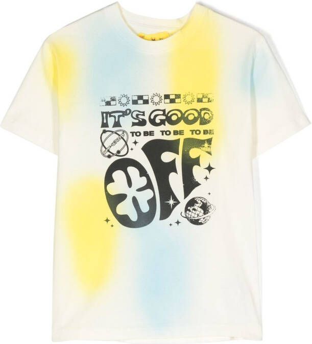Off-White Kids T-shirt met grafische print Geel