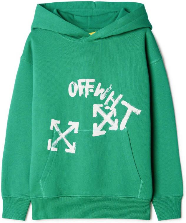 Off-White Kids Katoenen hoodie met print Groen