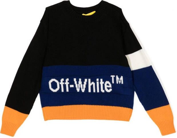 Off-White Kids Intarsia trui Zwart