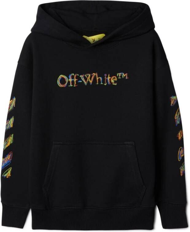 Off-White Kids Katoenen hoodie met logo Zwart