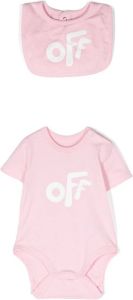 Off-White Kids Romper en slabbetje met logo Roze