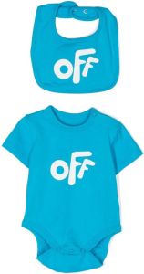 Off-White Kids Romper en slabbetje met logoprint Blauw