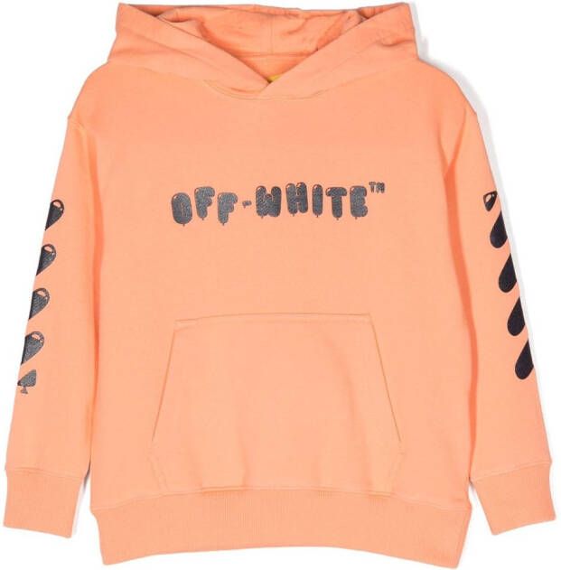 Off-White Kids Hoodie met logoprint Oranje