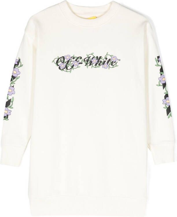 Off-White Kids Sweaterjurk met logoprint Beige