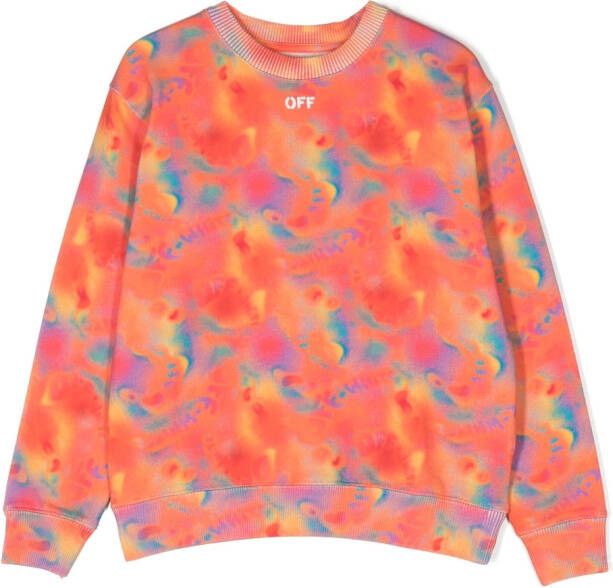 Off-White Kids Sweater met tie-dye print Oranje