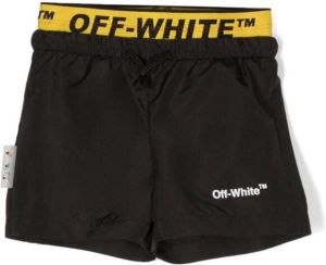 Off-White Kids logo-waistband detail swim shorts Zwart