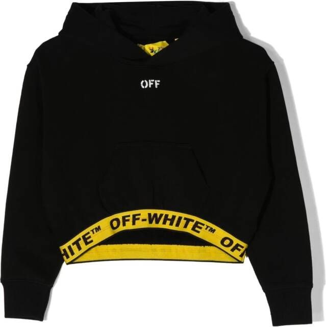 Off-White Kids Cropped hoodie Zwart