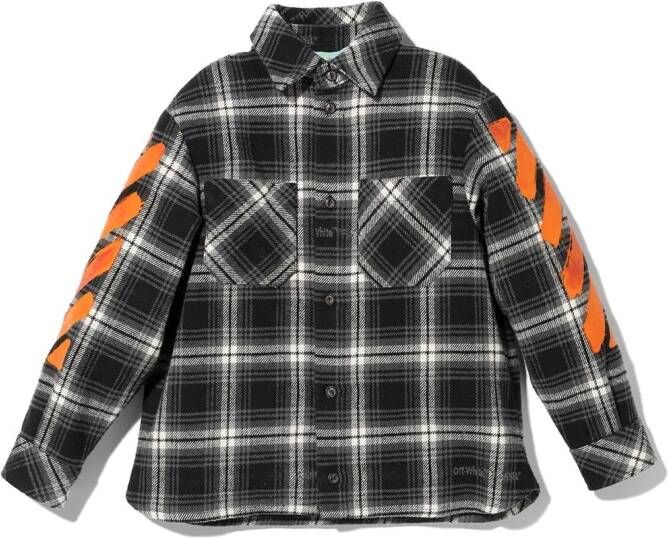 Off-White Kids Geruit shirt Zwart