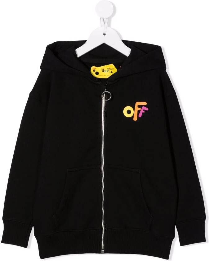 Off-White Kids Hoodie met logoprint Zwart