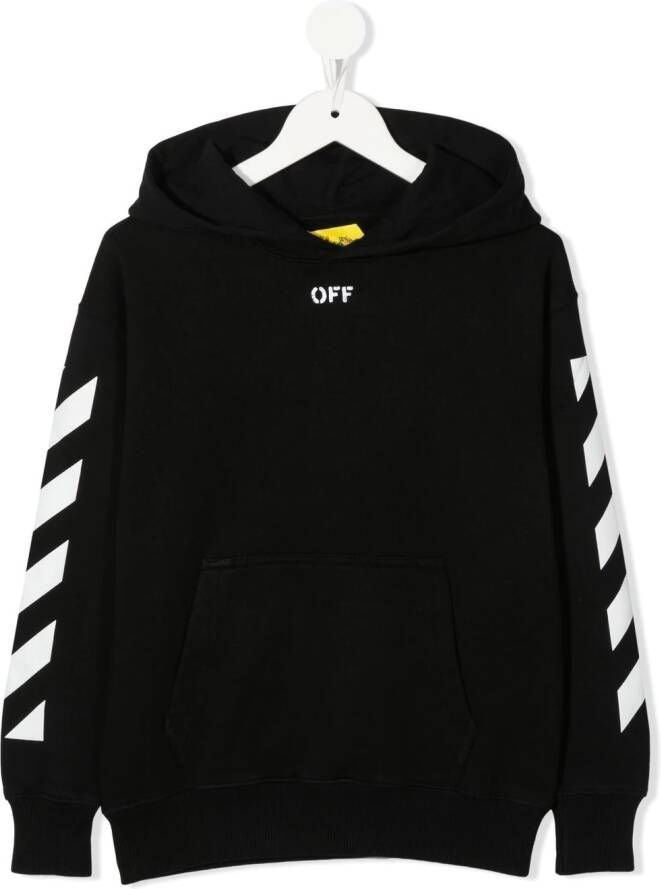Off-White Kids Off Stamp katoenen hoodie Zwart