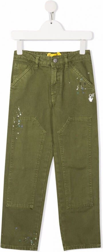 Off-White Kids Straight broek Groen