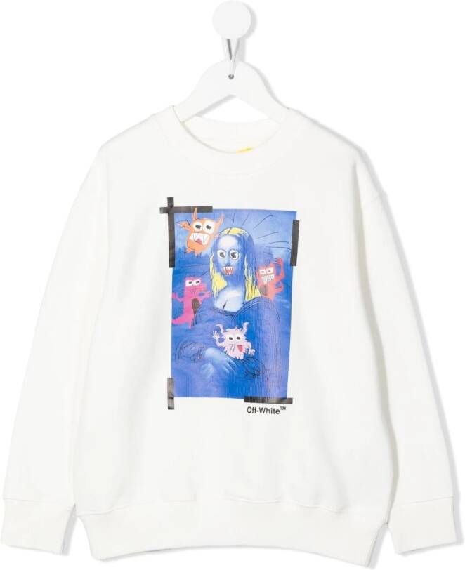 Off-White Kids Sweater met grafische print Wit