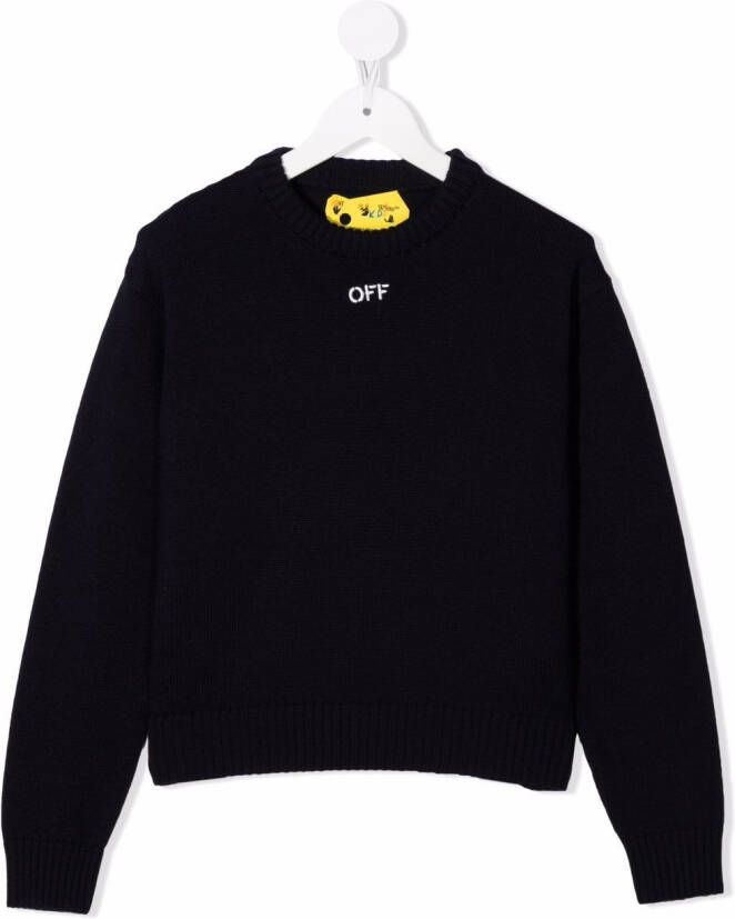 Off-White Kids Sweater met logo Blauw