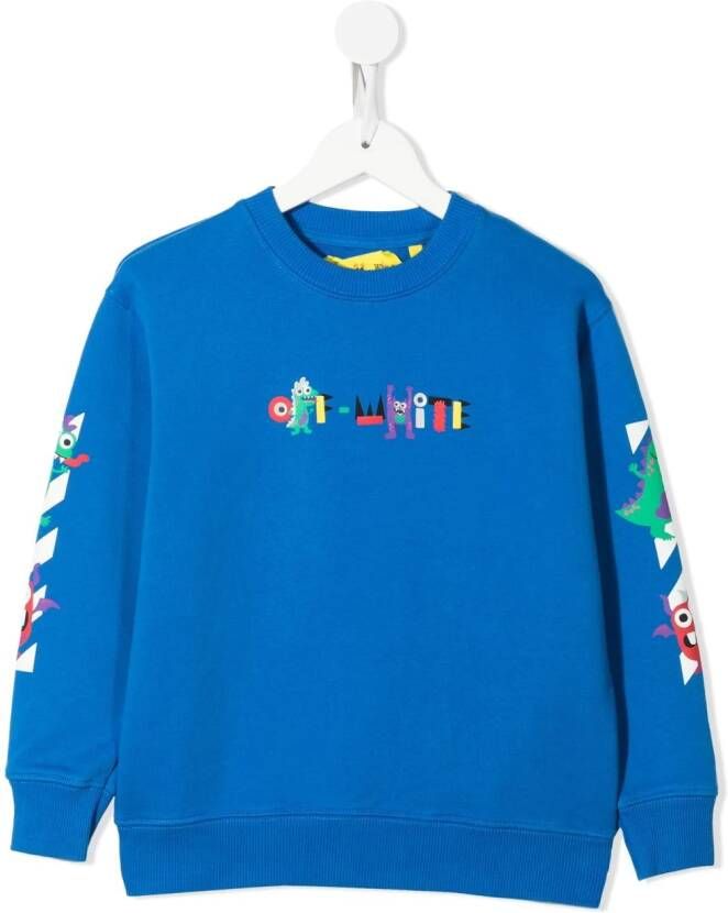 Off-White Kids Sweater met logoprint Blauw