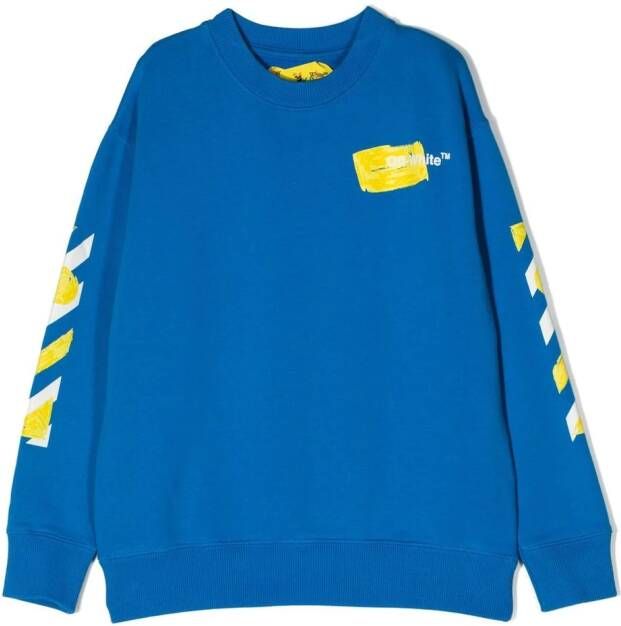 Off-White Kids Sweater met logoprint Blauw