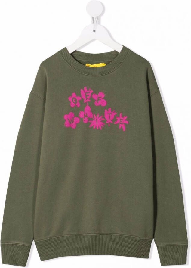 Off-White Kids Sweater met logoprint Groen
