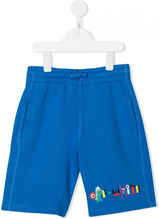 Off-White Kids Shorts met logoprint Blauw