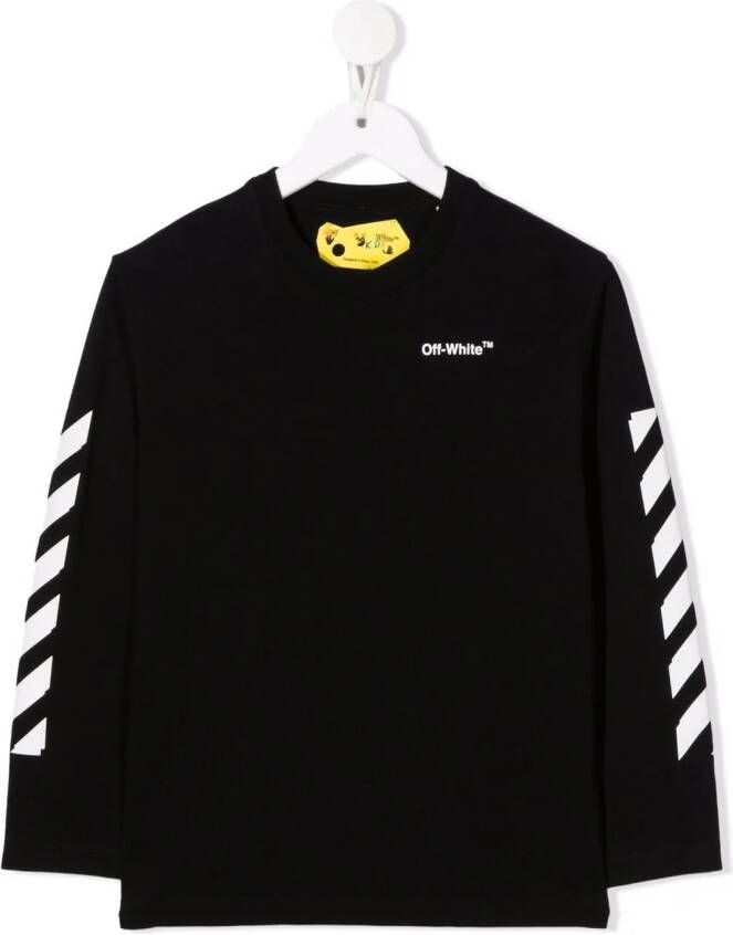 Off White T-shirt with long sleeves Zwart
