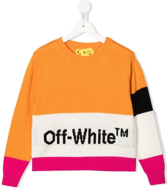 Off-White Kids Trui met colourblocking Oranje