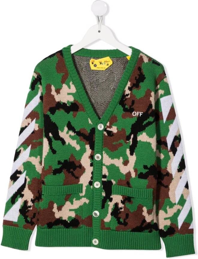 Off-White Kids Vest met camouflageprint Groen