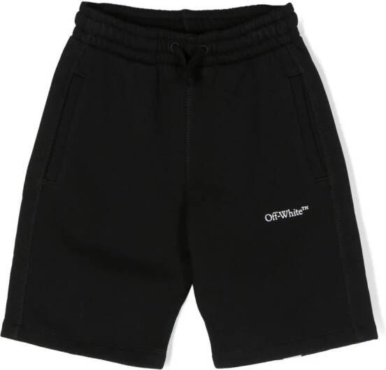 Off-White Kids Bookish katoenen shorts met diag-streep Zwart