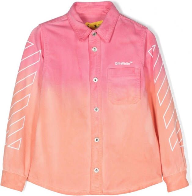 Off-White Kids Shirt met tie-dye print Roze
