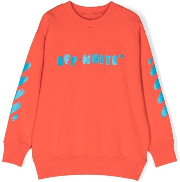 Off-White Kids Sweater met logoprint Oranje