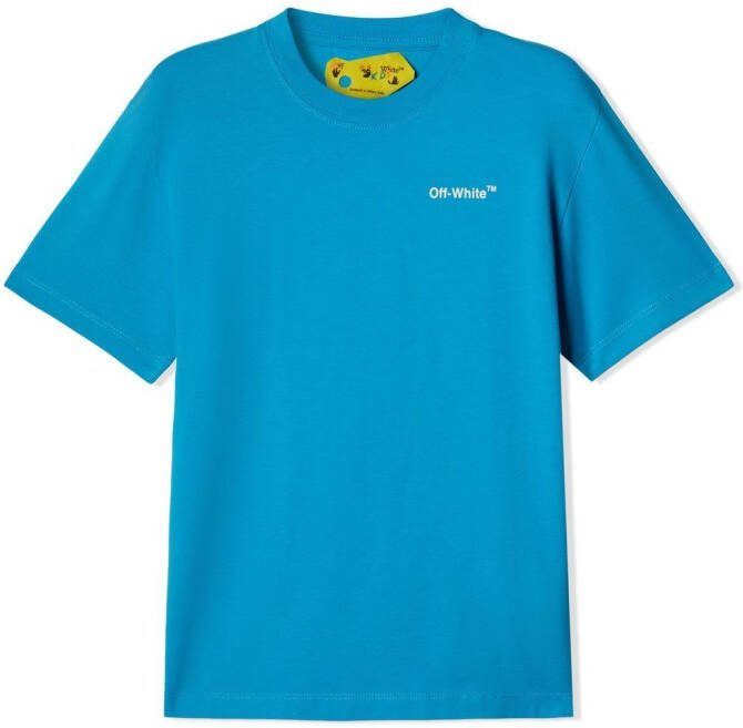 Off-White Kids T-shirt van biologisch katoen met logoprint Blauw