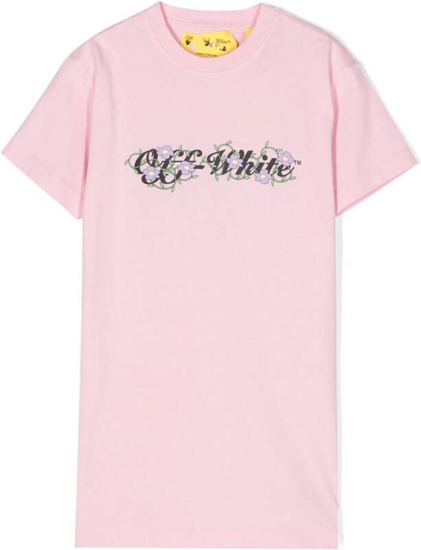 Off-White Kids T-shirtjurk met grafische print Roze
