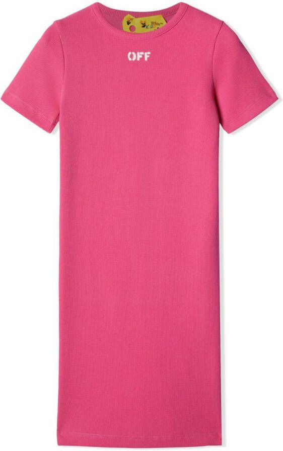 Off-White Kids T-shirtjurk met logoprint Roze