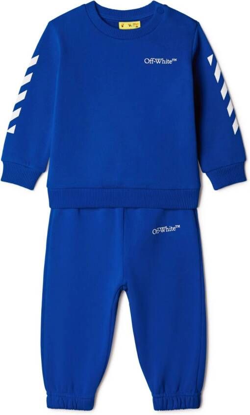 Off-White Kids Trainingspak met diagonale strepen Blauw