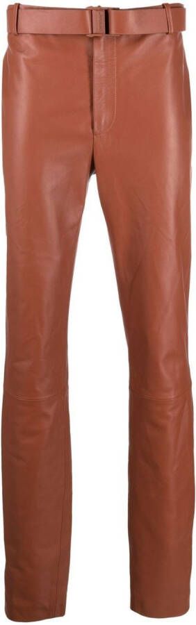 Off-White Leren broek Bruin