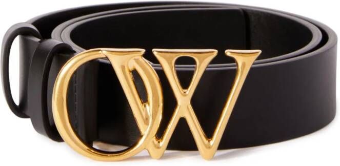 Off White Leather belt with logo Zwart Dames