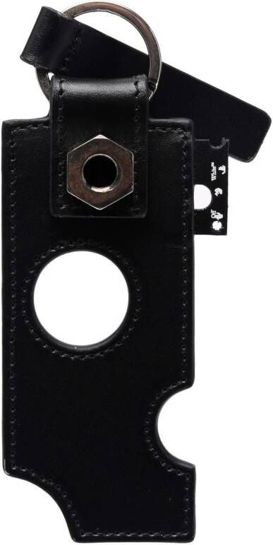 Off-White Leren sleutelhanger Zwart