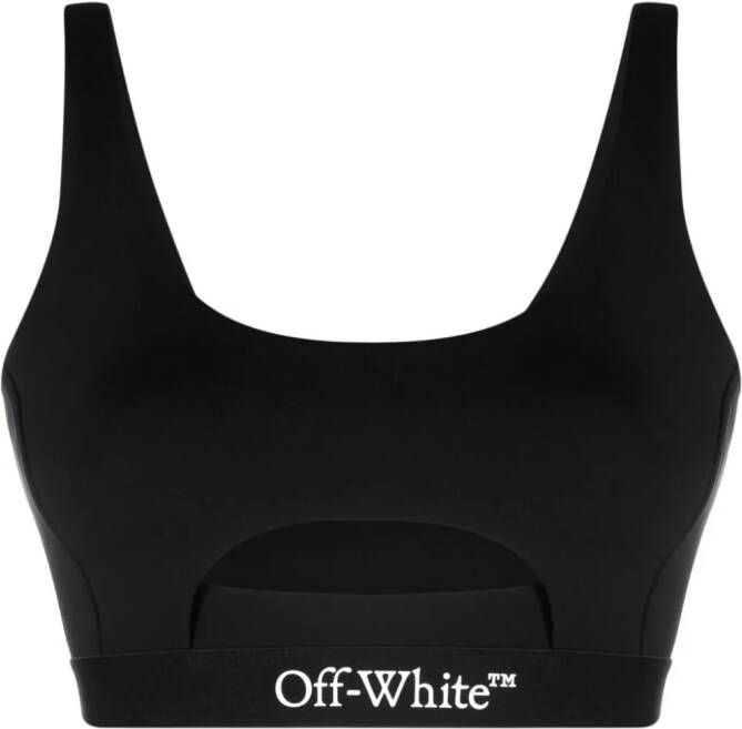 Off-White logo-print crop top Zwart