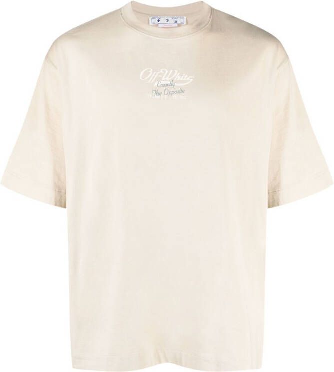 Off-White T-shirt met logoprint Beige