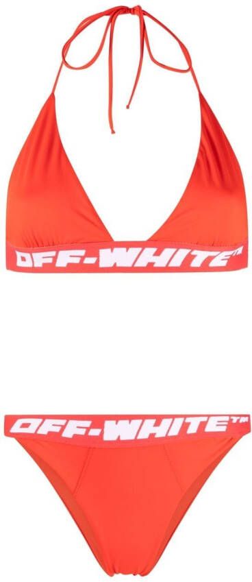 Off-White Bikini met logoband Rood