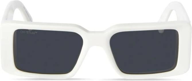Off White Rechthoekige zonnebril in wit acetaat met donkergrijze lenzen Multicolor