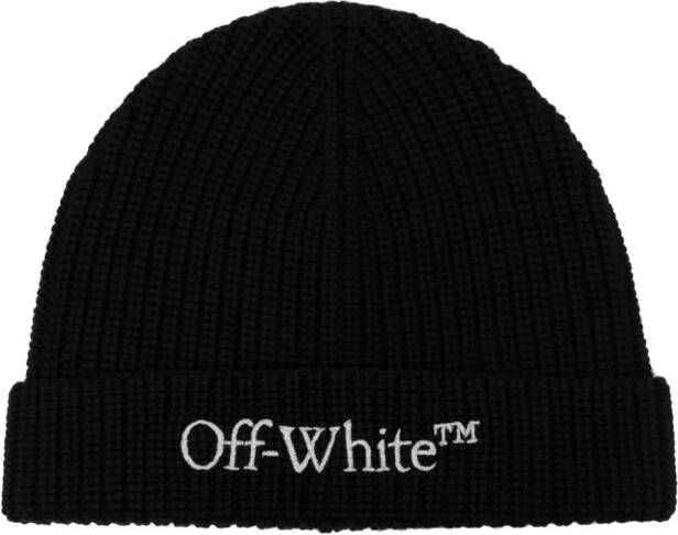 Off-White Muts met geborduurd logo Zwart