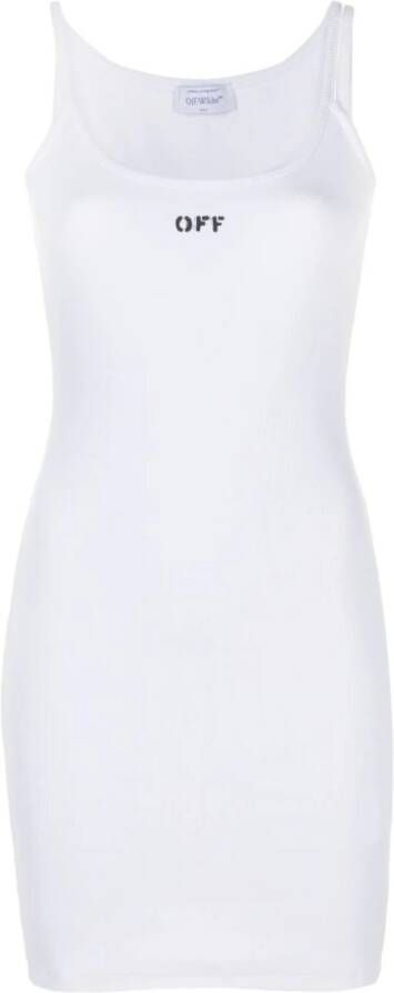 Off-White Jersey mini-jurk Wit