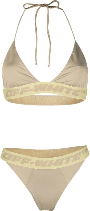 Off-White Bikini met logoband Groen